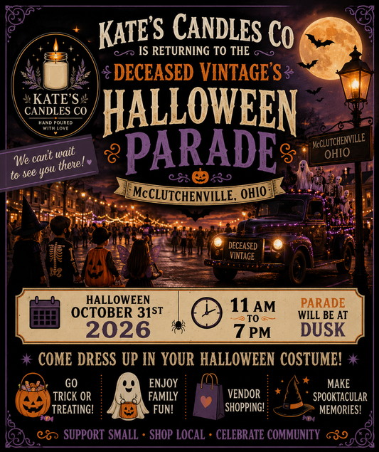 Kate's Candles Co Returns to the 2026 Deceased Vintage Halloween Parade in McCutchenville, Ohio