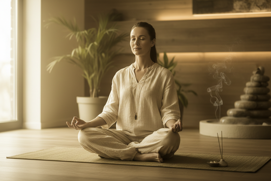 Soy meditation candle creating a calm yoga practice space