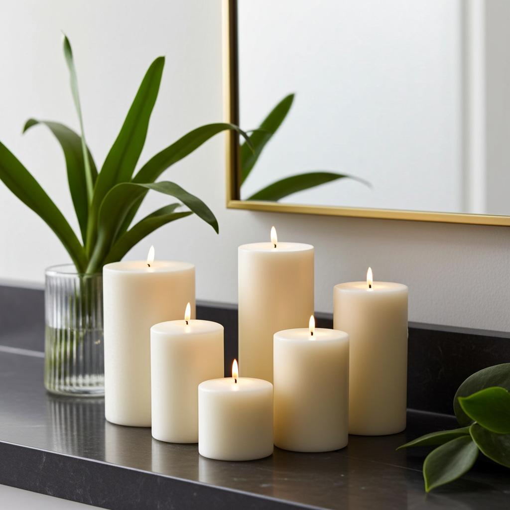 Baby Powder Soy Pillar Candle | Clean-Burning Powder Scent