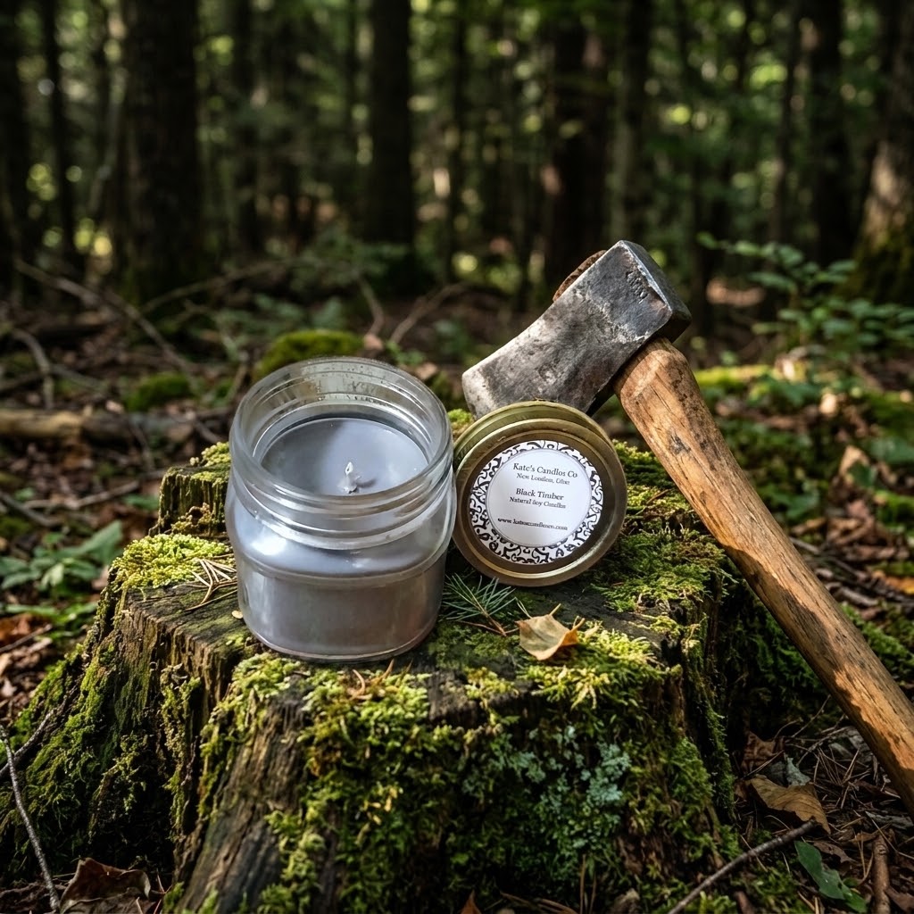 Black Timber Soy Candle – Rugged Outdoor Scent with Black Musk, Oakmoss & Vanilla