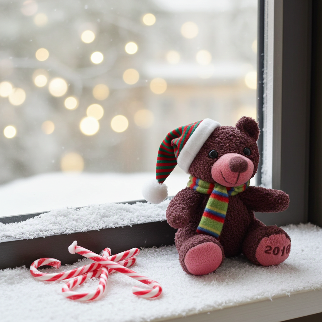 Peppermint Twist Scented Wax Dipped Bear - Kate's Candles Co.