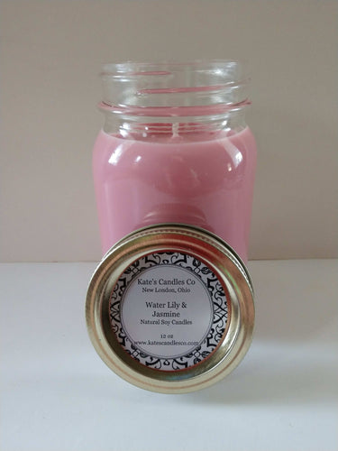 Water Lily Jasmine Scented Candles - Kate's Candles Co. Soy Candles
