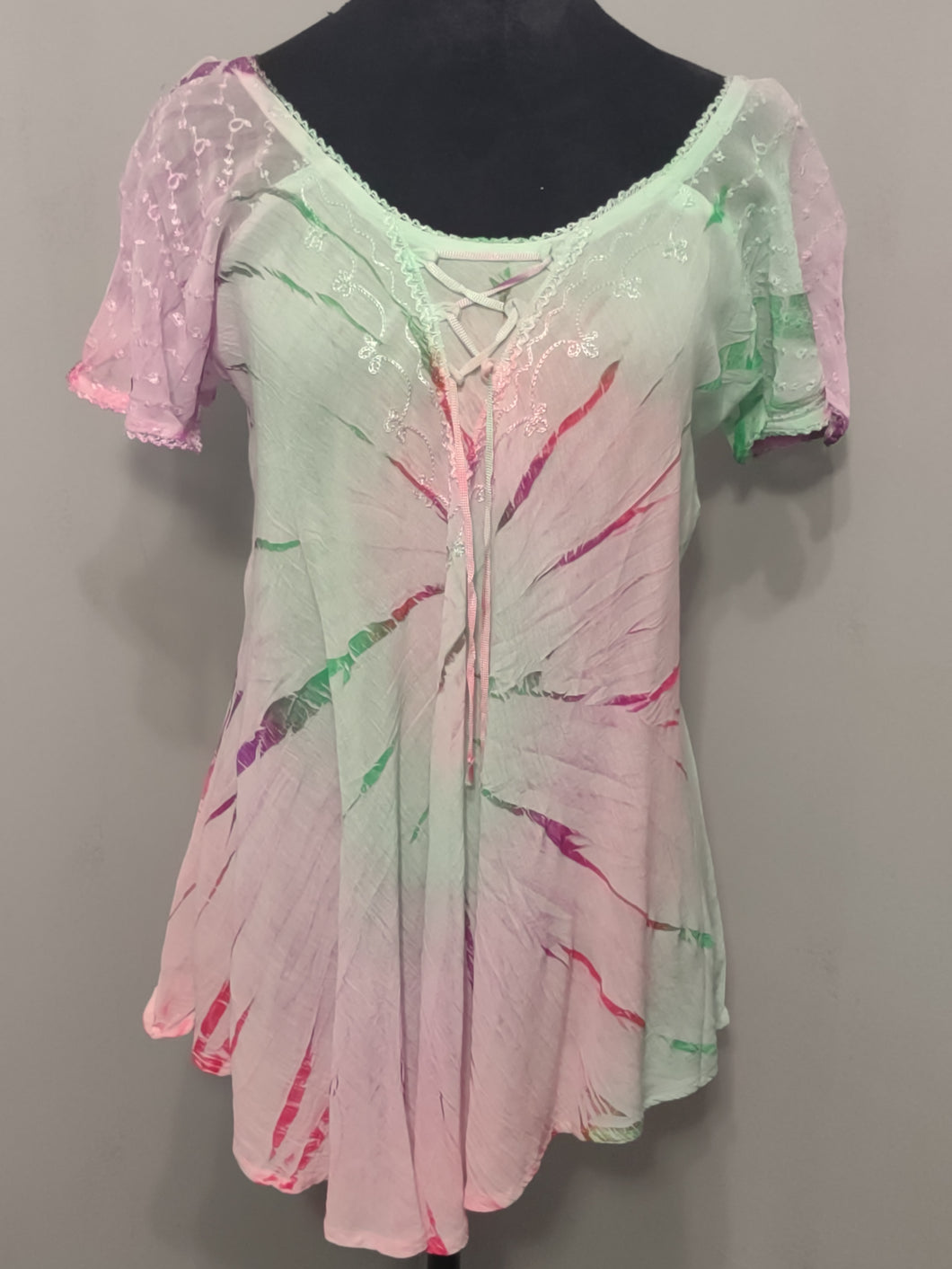 Neon Tye Dyed Short Sleeve Top - Kate's Candles Co.