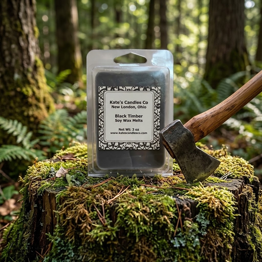 Black Timber Soy Wax Melts – Rugged Outdoor Fragrance with Black Musk & Oakmoss