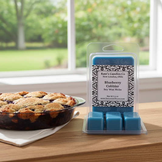 Blueberry Cobbler Soy Wax Melts – Strong Bakery Scent, Sweet Blueberry Dessert Wax Melts, Highly Scented Soy Melts | Kate’s Candles Co - Kate's Candles Co.