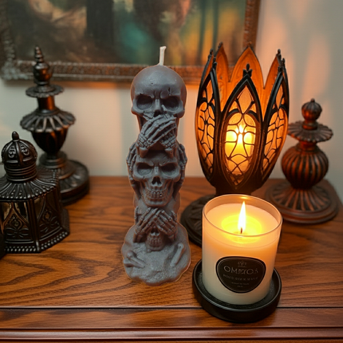 Speak No Evil Skull Candle