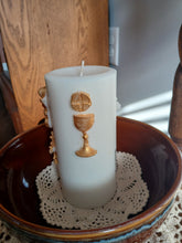 First Communion Personalized Soy Pillar Candle | Gold Keepsake Candle - Kate's Candles Co.