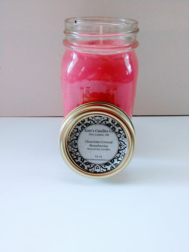 Chocolate Covered Strawberries Scented Soy Candles - Kate's Candles Co. Soy Candles