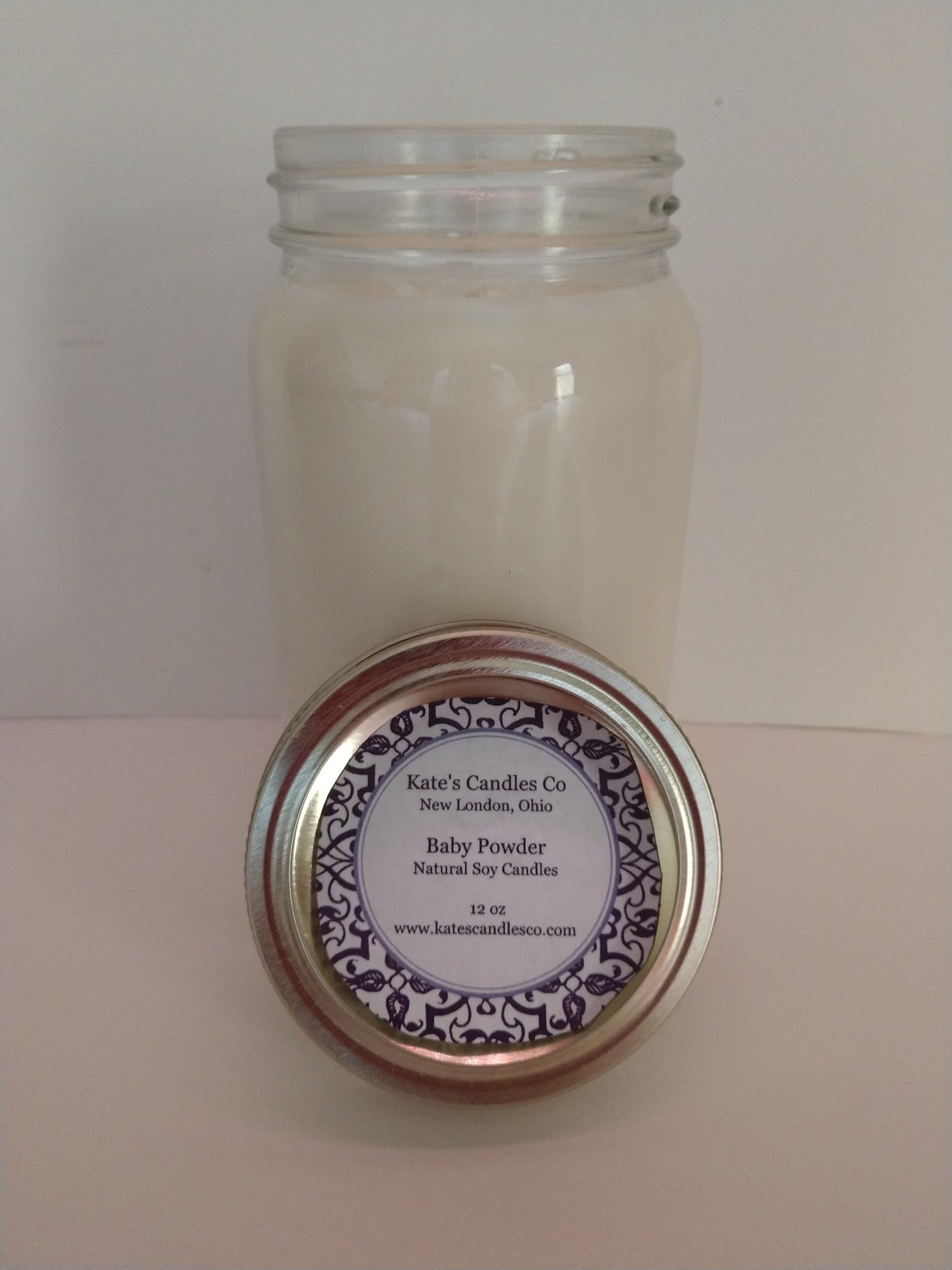 Baby Powder Scented Candle Kate's Candles Co. Soy Candles