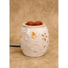 Electric Ceramic Wax Warmer With Beige Flowers & Nature Designs - Kate's Candles Co. Soy Candles