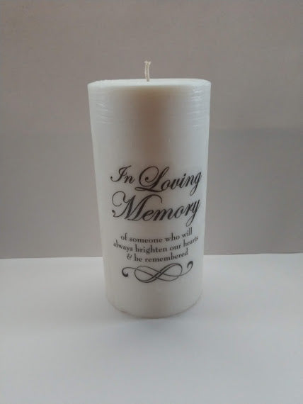 Unscented Soy Pillar Memorial Wedding Candle - Unscented Soy Pillar Bereavement Candle - Kate's Candles Co. Soy Candles